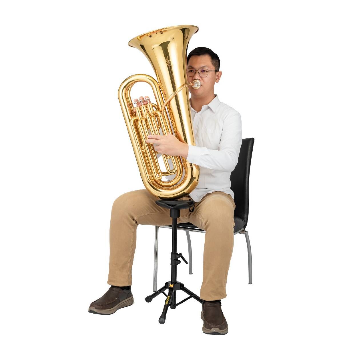 Hercules DS753BB 2-Way Low Brass Stand with Carry Bag for Tubas, Euphoniums, Baritones, Adjustable Height, Durable Steel Construction — view 2