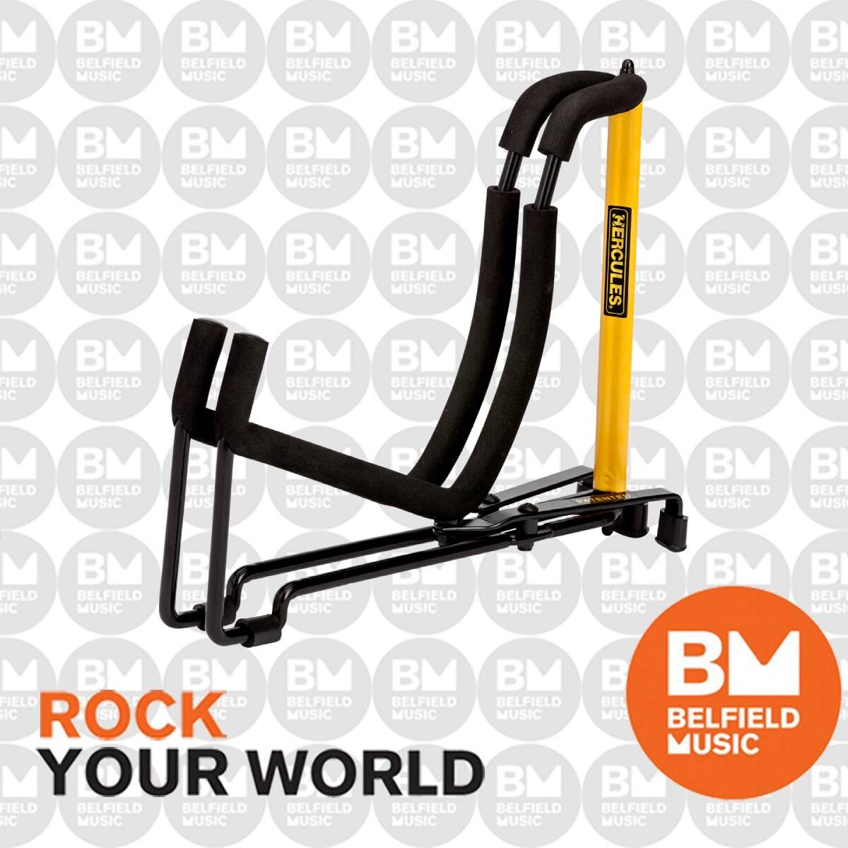 Hercules GS301B TravLite Foldaway Acoustic Guitar Stand, Compact, Steel Construction, Folds Flat, Height 250mm, Load Capacity 15kg — view 6