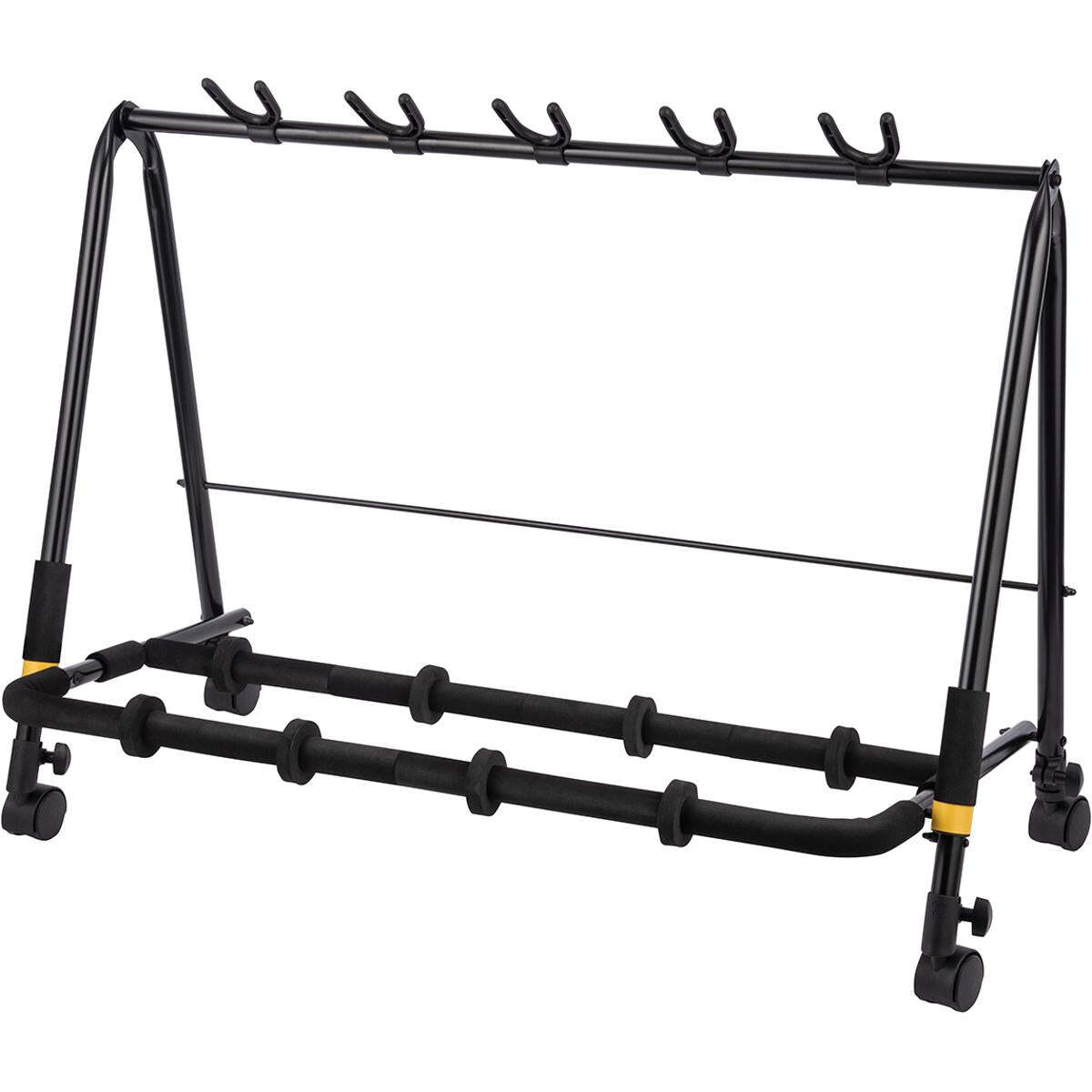 Hercules GS525B Plus Multi-Guitar Rack for 5 Guitars with Casters and SFF Padding