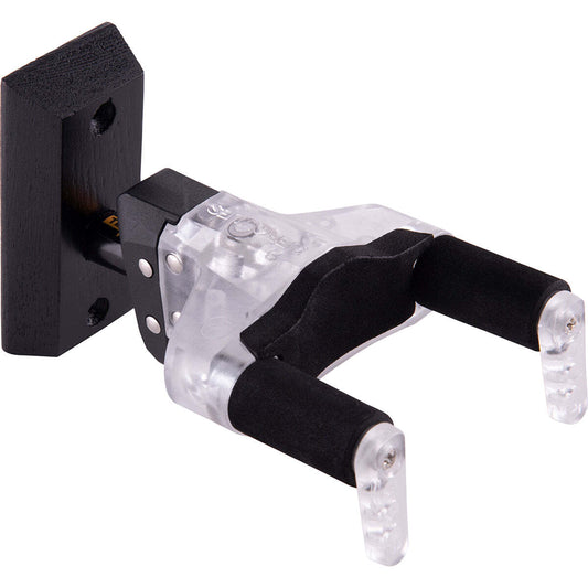 Hercules GSP38WBLT Plexi Guitar Wall Hanger Auto Grip Black Wood Base