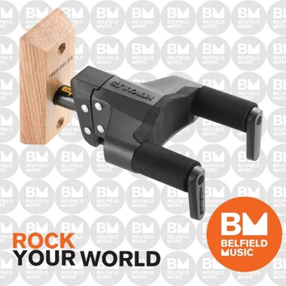 Hercules GSP38WB PLUS Wood Block Wall Guitar Hanger with Auto Grip System and Multi-Angle Adjustability — view 5
