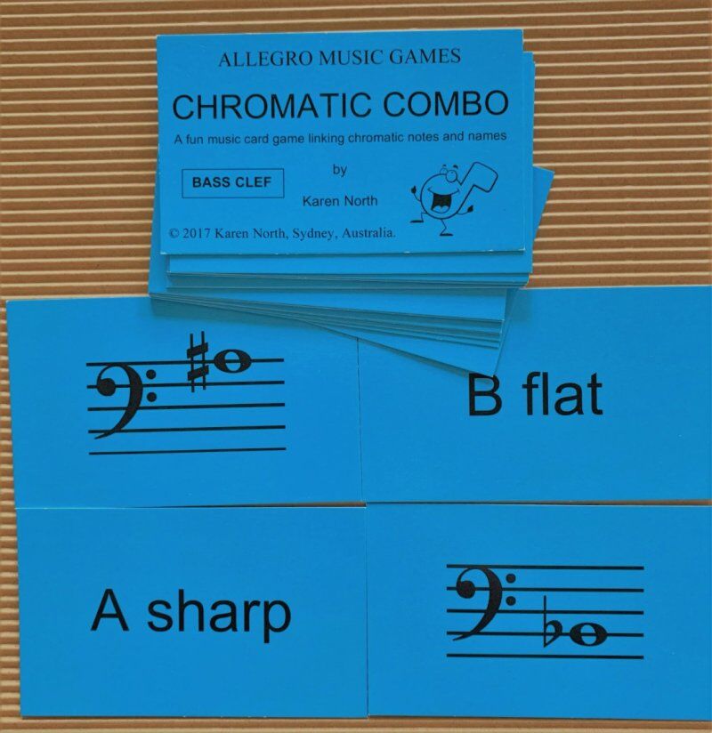Chromatic Combo Bass Clef Card Game for Music Education — view 2