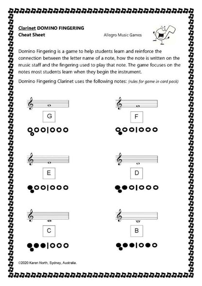 Domino Fingering Card Game for Clarinet — view 3