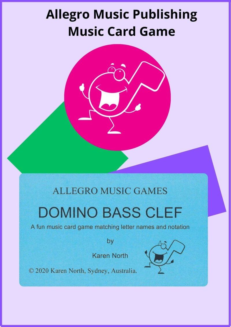 Domino Bass Clef Card Game for 2+ Players, Music Learning Game for Beginners to Grade 2