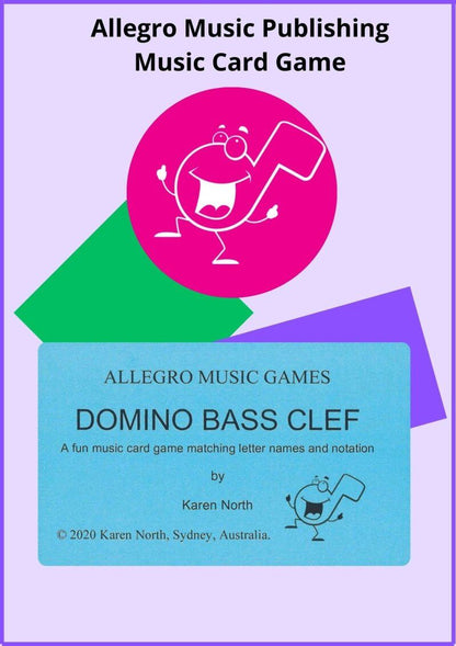 Domino Bass Clef Card Game for 2+ Players, Music Learning Game for Beginners to Grade 2