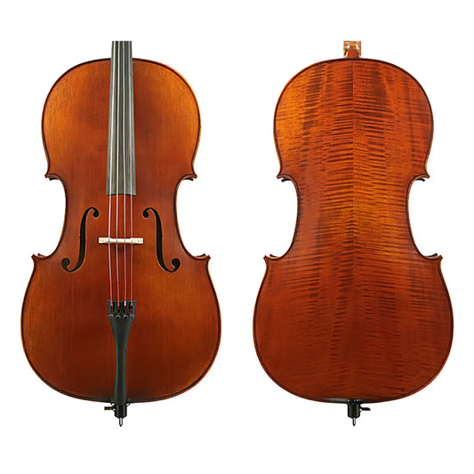 Vasile Gliga Advanced Cello 4/4 - Professional Instrument with Spruce Top, Sycamore Maple Back, Ebony Fingerboard, and Antique Oil Varnish