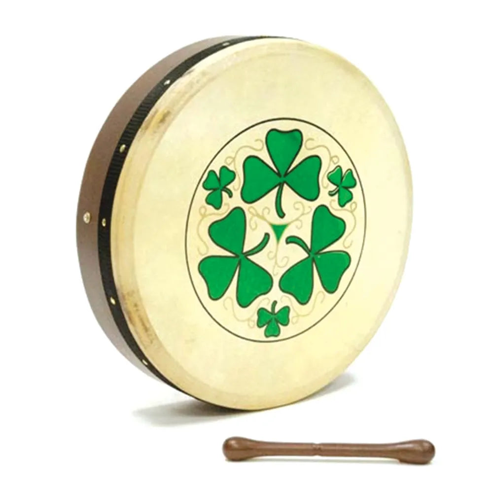 Bodhran 20cm (8in) Shamrock Design on Natural Skin
