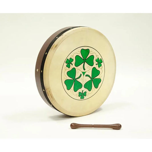 Tunable Bodhran 40cm 16in Natural Leather Skin Shamrock Emblem