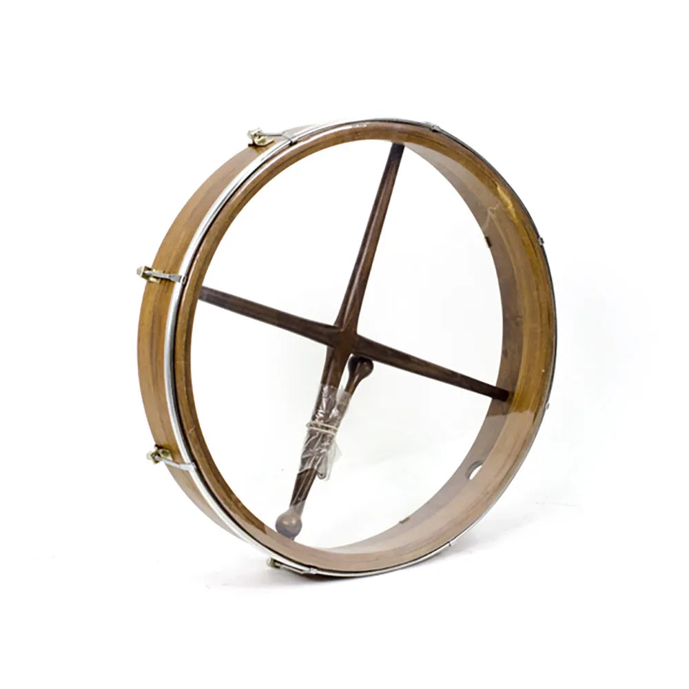 Bodhran 46cm External Tunable Drum with Sheesham Frame, Clear Synthetic Head, Tipper and Tuning Wrench