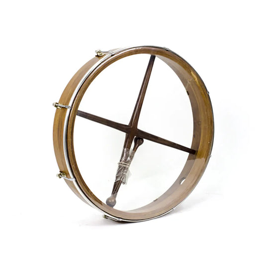 Bodhran 46cm External Tunable Drum with Sheesham Frame, Clear Synthetic Head, Tipper and Tuning Wrench