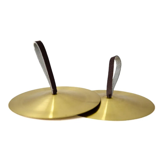 8-Inch Brass Cymbals Pair with Leather Straps