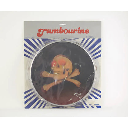 10" Tambourine with Skull & Cross Bones Design, 12 Jingles, Aluminum Frame - Red, Blue, or Gold — view 2