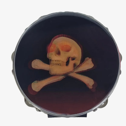 10" Tambourine with Skull & Cross Bones Design, 12 Jingles, Aluminum Frame - Red, Blue, or Gold — view 3