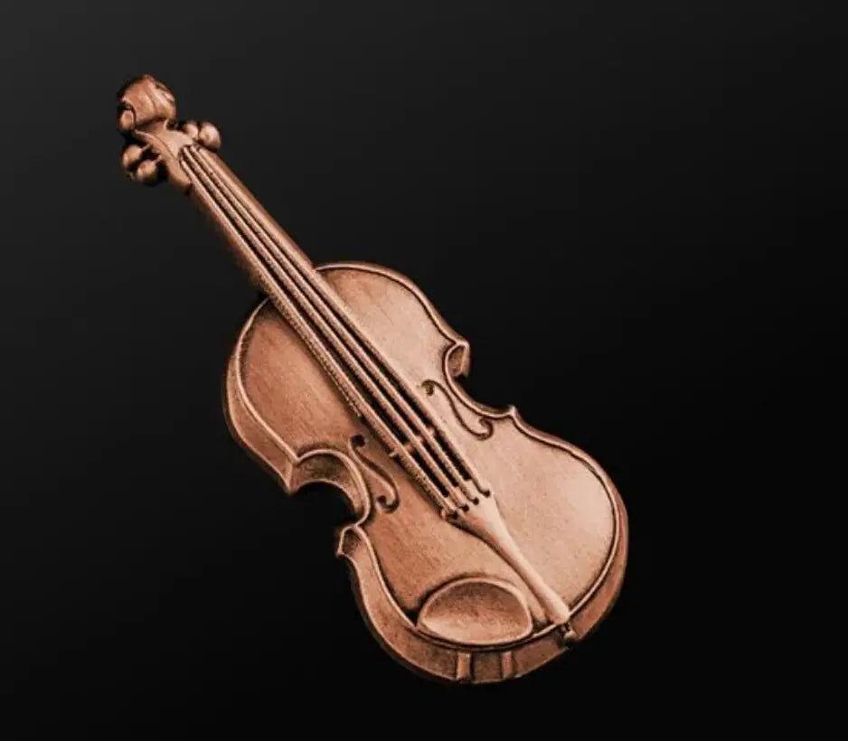 Musician Violin Pin in Copper