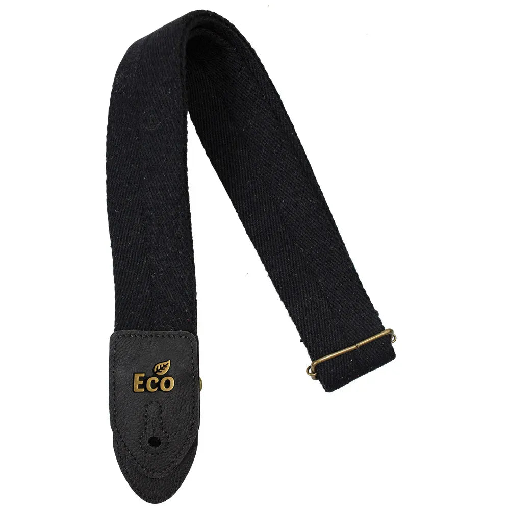 EcoStrap EcoSoft Guitar Strap - 01 Black, Adjustable 33.5" to 59", 100% Recycled Cotton, Made in Brazil