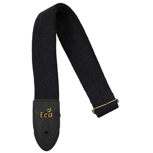 EcoStrap EcoSoft Guitar Strap - 01 Black, Adjustable 33.5" to 59", 100% Recycled Cotton, Made in Brazil