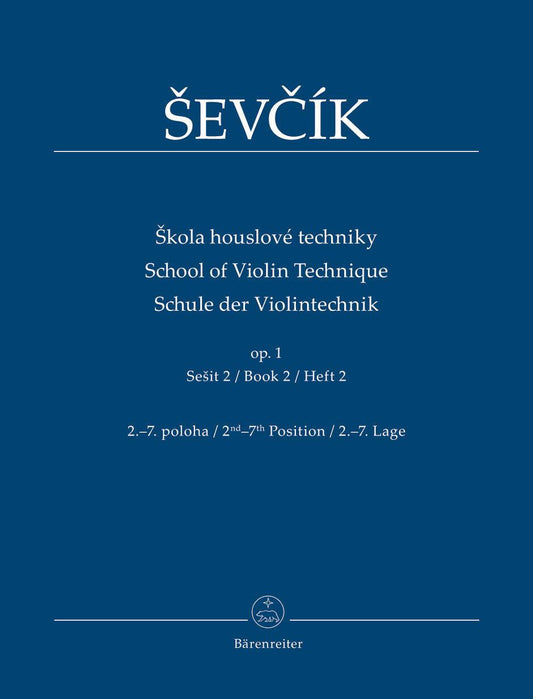 Sevcik School of Violin Technique Op 1 Book 2 - Violin Sheet Music and Technical Exercises for 2nd to 7th Position