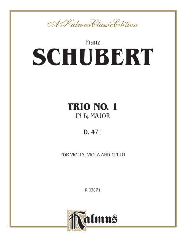 Trio No 1 in B Flat for Violin, Viola, and Cello by Franz Schubert - Chamber Sheet Music