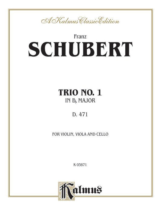 Trio No 1 in B Flat for Violin, Viola, and Cello by Franz Schubert - Chamber Sheet Music