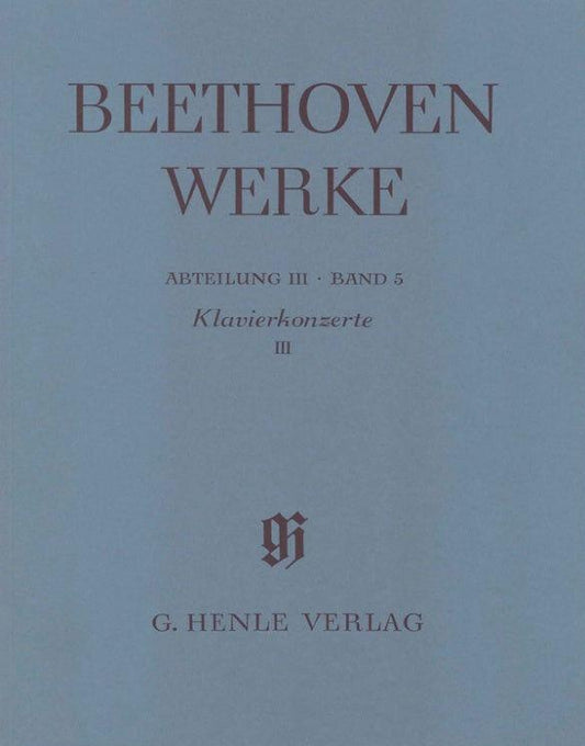 Beethoven Piano Concertos Volume 3 Full Score - Henle