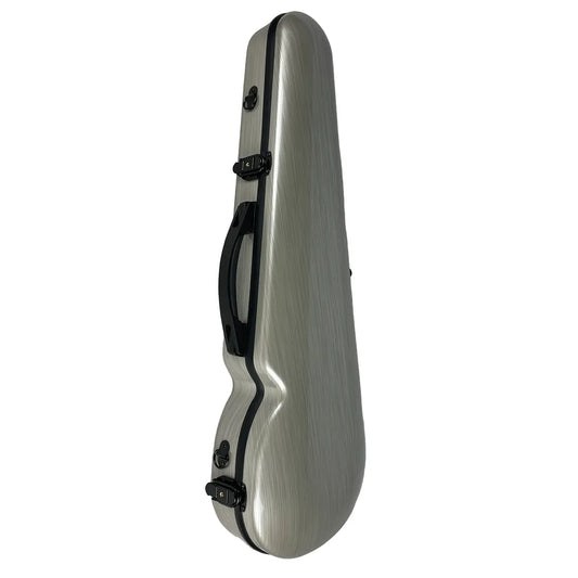 VIVO Shaped Case Brushed Silver for 4/4 Violin / 14" Viola with Padded Straps and Accessories Compartment