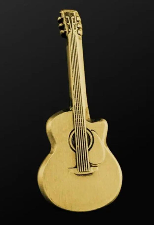Gold Acoustic Guitar Pin for Musicians