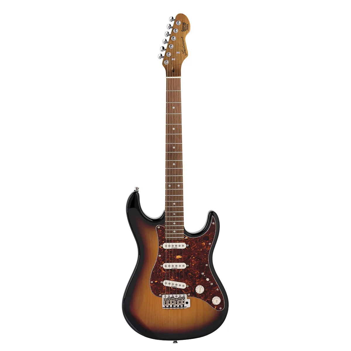 Levinson Sceptre Ventana Std Double Cutaway Electric Guitar 3 Tone Sunburst SSS with Indian Laurel Fingerboard