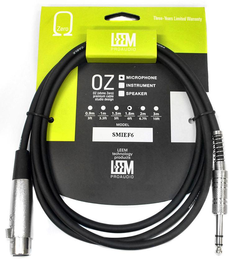 Leem 6ft Microphone Cable 1/4" Straight TRS to XLR Female