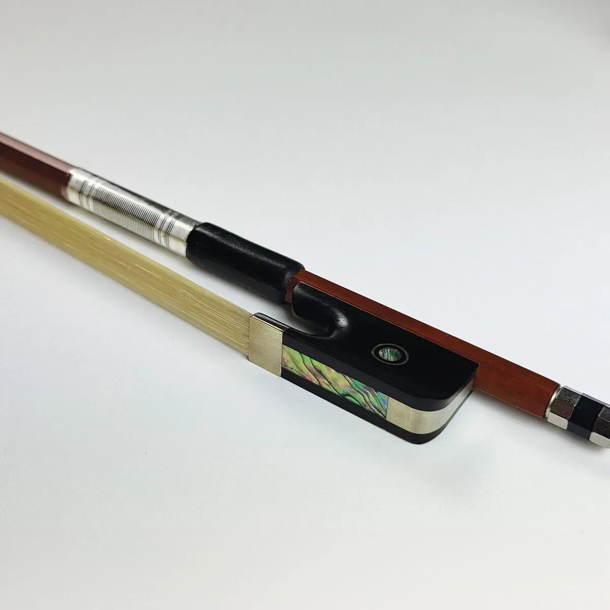 Vivo Student Plus Viola Bow 4/4 - Octagonal Brazil Wood, Ebony Frog, Mother-of-Pearl Slide, Silver Plated Winding, Genuine Horsehair