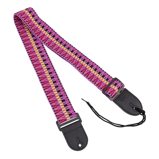 Fretz FGST-RETRO63 Woven Jacquard Guitar Strap, Magenta, 2" Wide, Adjustable Up to 57"