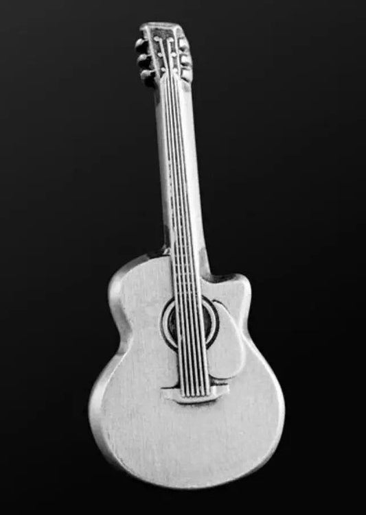 Musician Acoustic Guitar Pin in Silver