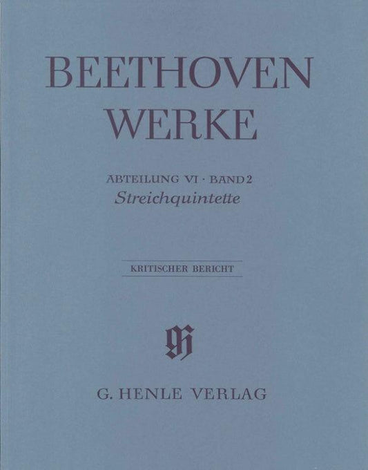 Beethoven String Quintets Full Score Bound Edition - Henle