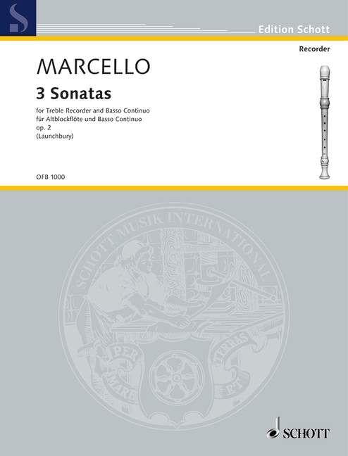 3 Sonatas Op 2 for Treble Recorder and Basso Continuo - Cello Sheet Music