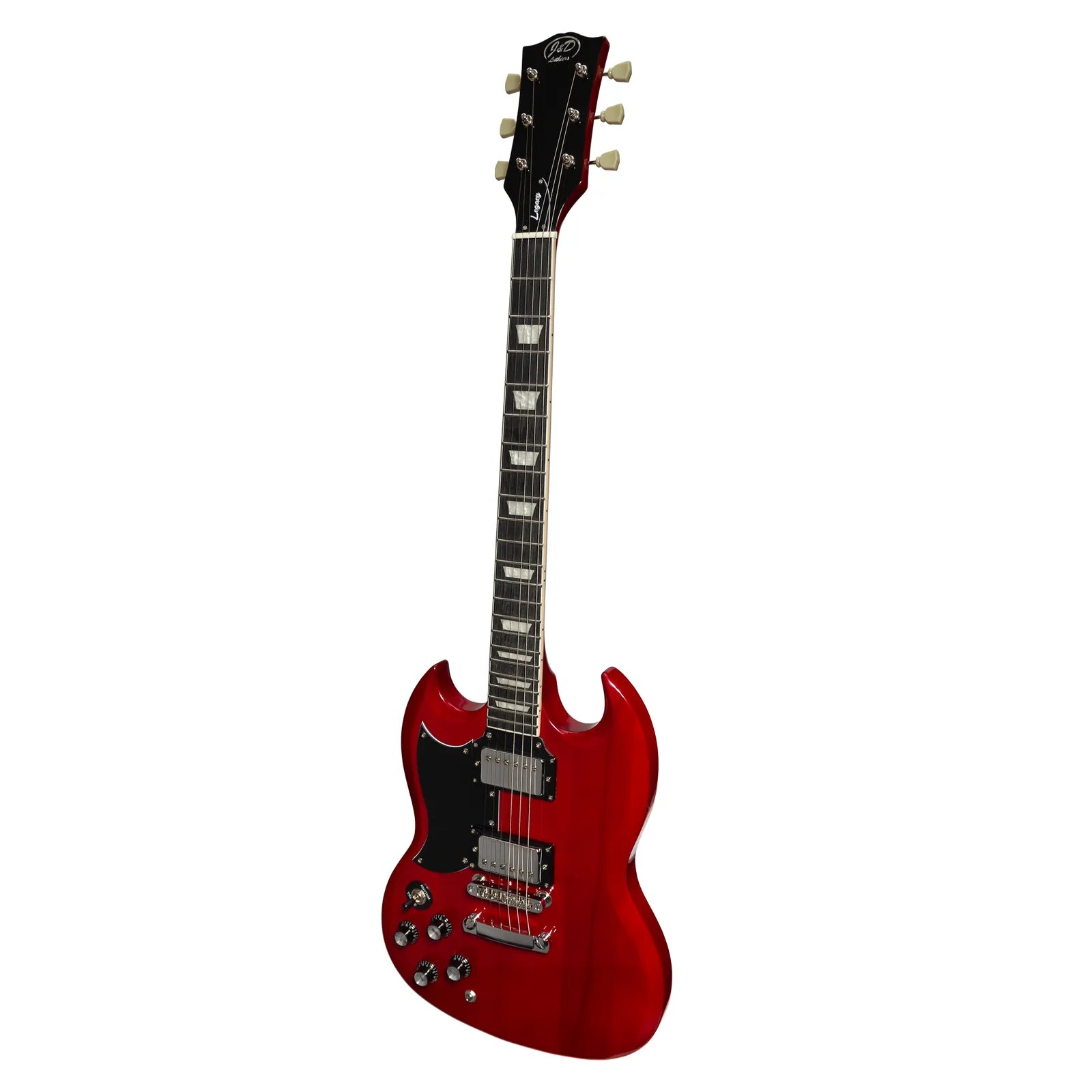 J&D SGL-Style Left Handed Electric Guitar Cherry Red, 6 Strings, Mahogany Neck, Vintage Style Hardware, 25.5" Scale Length