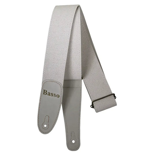 Basso Diamond Stage Series Porous White Guitar Strap EX43 - 5cm Wide, Adjustable 90-145cm