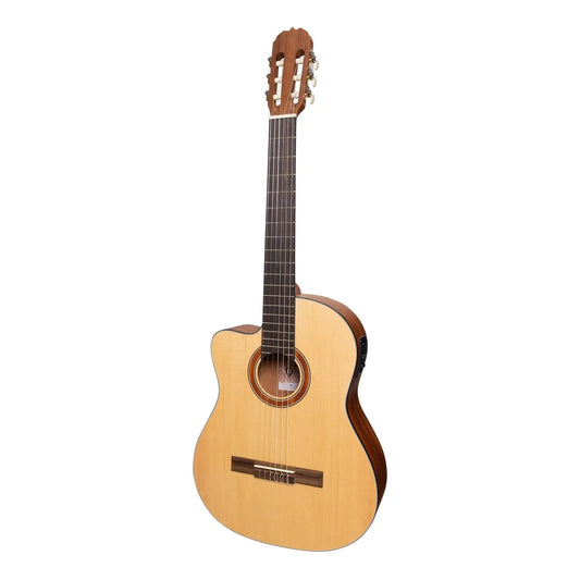 Martinez MNCC-15SL-SOP Natural Series Left Handed Solid Spruce Top Acoustic-Electric Classical Cutaway Guitar
