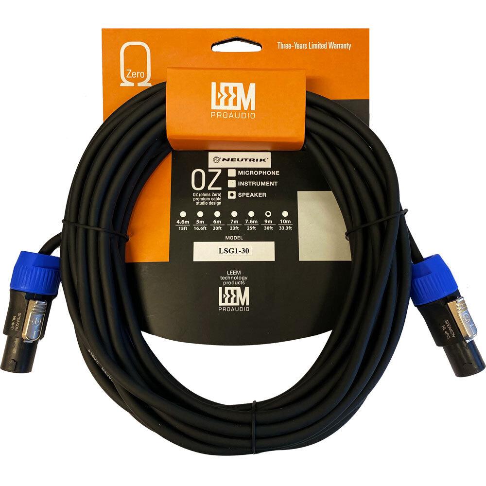 Leem 30ft Speaker Cable with Neutrik NL2FC Speakon Female Connectors 16 AWG