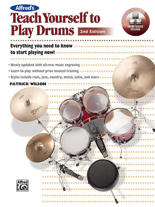 Alfred's Teach Yourself to Play Drums Book/CD/DVD 2nd Edition by Patrick Wilson - SKU 40951