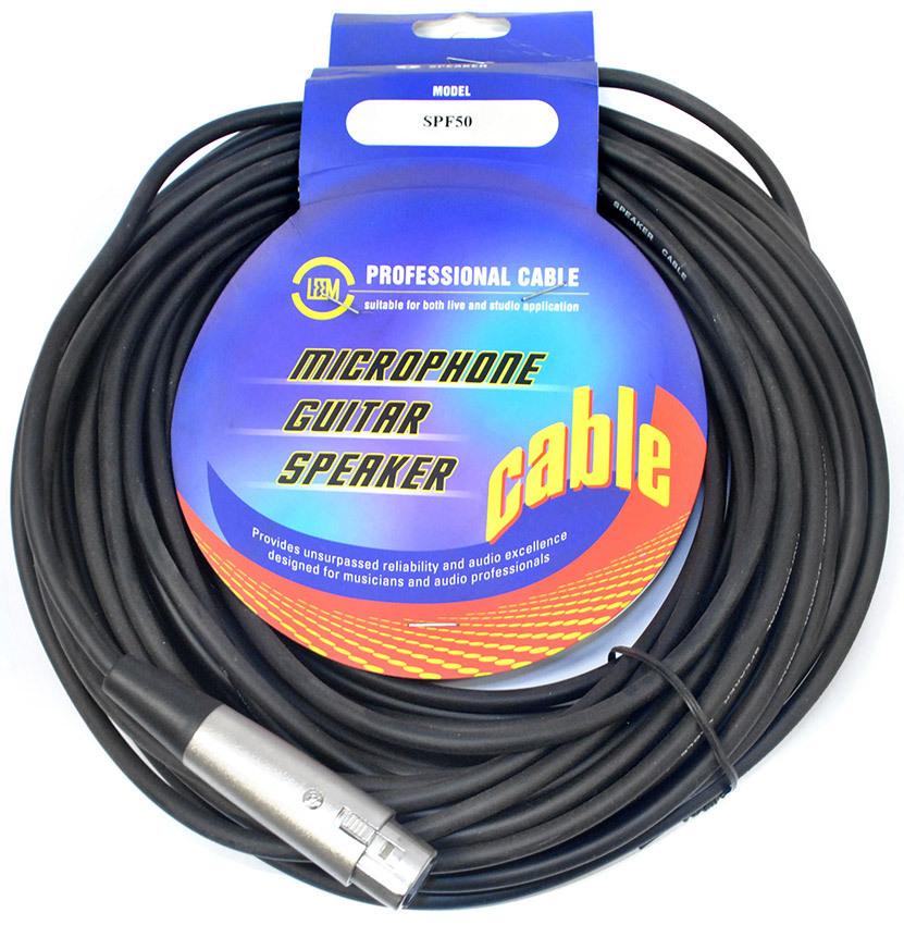 Leem 50ft Speaker Cable with 1/4" Straight TS to XLR Female Connector