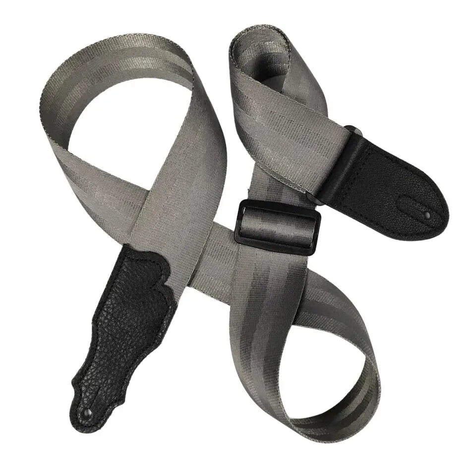 Franklin 2" Silver Aviator Guitar Strap with Pebbled Glove Leather End Tab, Adjustable 38" to 60"