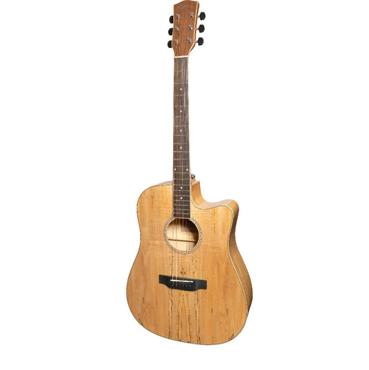 Martinez MDC-31SM-NGL Spalted Maple Acoustic-Electric Dreadnought Guitar Natural Gloss