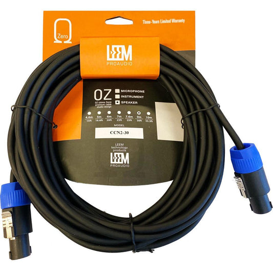 Leem 30ft Speaker Cable with Speakon Female Connectors - 12 AWG, CNL-4, 2 Pole