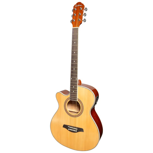 Martinez MFC-41GL-NGL Left Handed Folk Size Cutaway Acoustic-Electric Guitar Natural Gloss