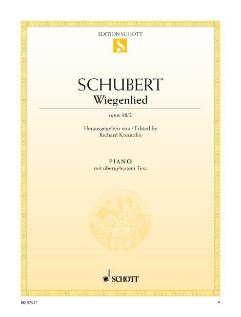 Wiegenlied Op 98 No 2 Vocal Sheet Music for Piano Solo