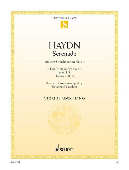 Serenade from String Quartet Hob III:17 for Violin and Piano - Chamber Sheet Music