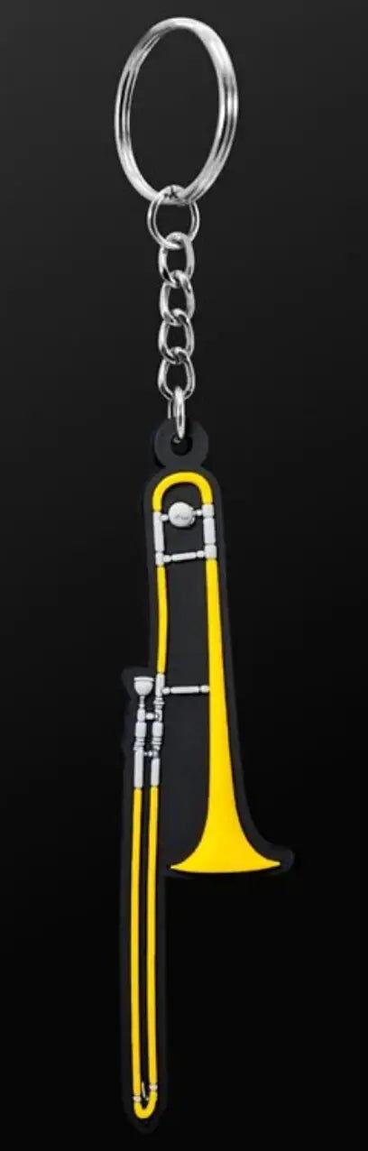 Musician Designer Trombone Keyring in PVC with 3D Details, Durable, Eco-Friendly, Gift Envelope Included