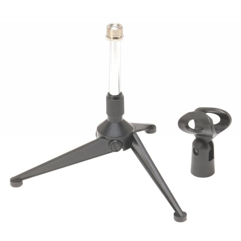 On Stage Desktop Tripod Microphone Stand with Adjustable Height and Mic Clip