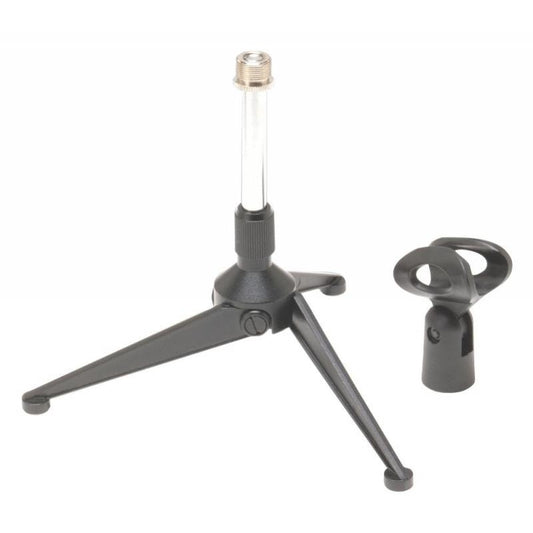 On Stage Desktop Tripod Microphone Stand with Adjustable Height and Mic Clip