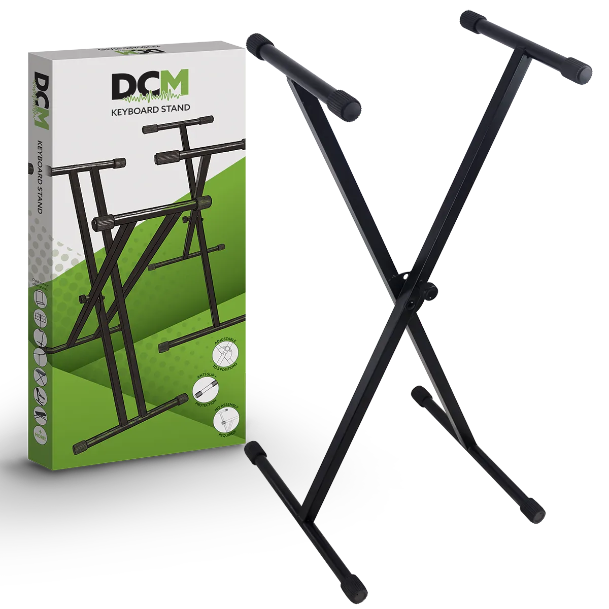 DCM STKXW-S02 Single Braced Keyboard Stand Pre-Assembled Black
