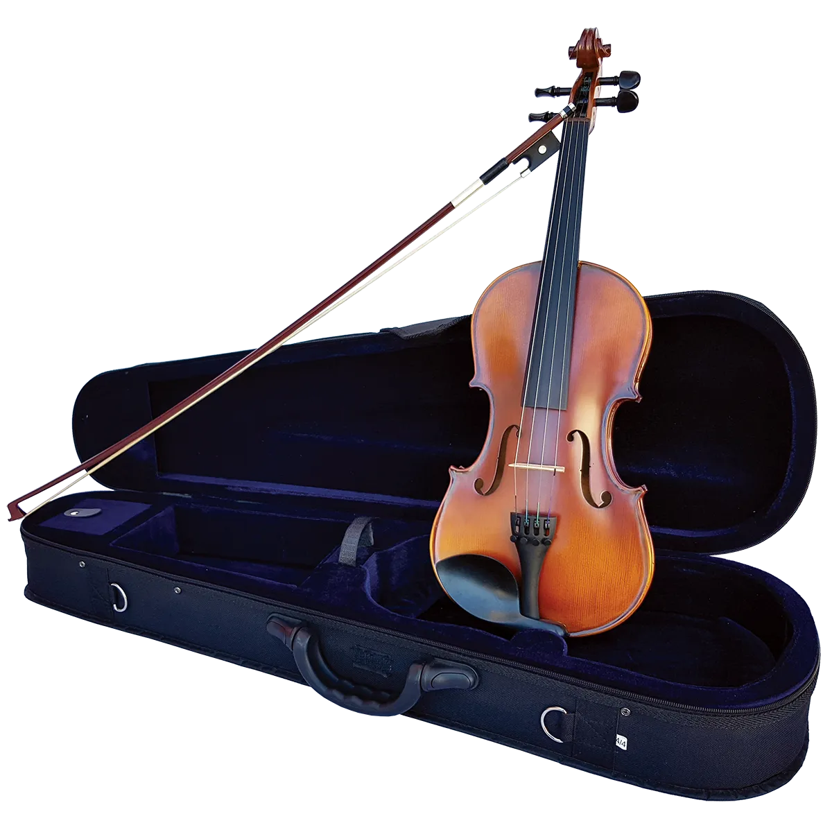 Vivo Encore 1/4 Student Violin Outfit with Setup, Solid Spruce Top, Maple Back, Ebony Fingerboard, Shockproof Case, Includes Hidersine Rosin